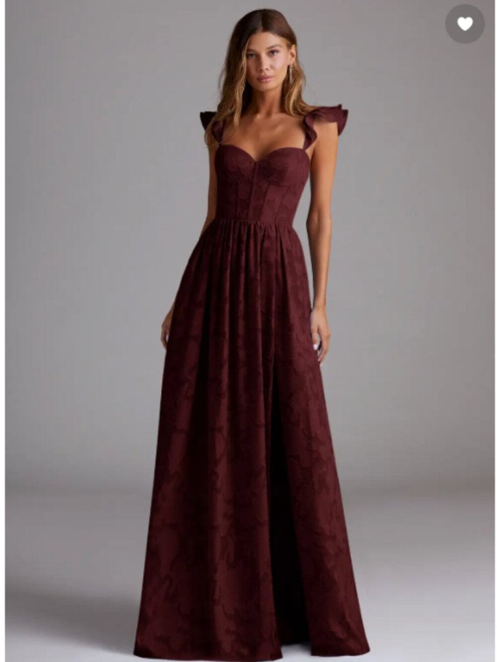 Azazie Denisse Wine Corset Maxi Dress NWT